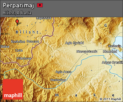 Physical Map of Përparimaj