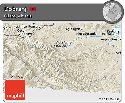 Shaded Relief Panoramic Map of Dobranj