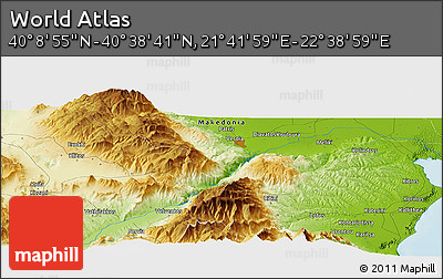 Physical Panoramic Map of the Area around 40° 23' 48" N, 22° 10' 29" E