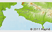 Physical 3D Map of the area around 40° 23' 48" N, 23° 1' 29" E