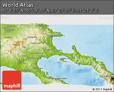 Physical 3D Map of the Area around 40° 23' 48" N, 23° 52' 30" E