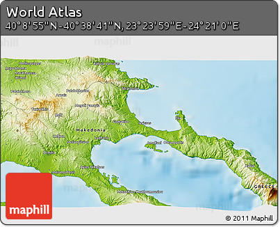 Physical 3D Map of the Area around 40° 23' 48" N, 23° 52' 30" E