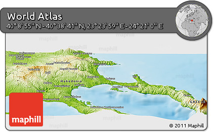 Physical Panoramic Map of the Area around 40° 23' 48" N, 23° 52' 30" E
