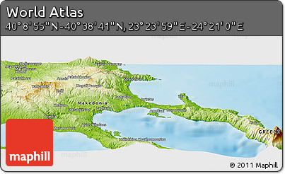 Physical Panoramic Map of the Area around 40° 23' 48" N, 23° 52' 30" E