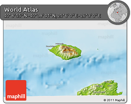 Physical 3D Map of the Area around 40° 23' 48" N, 25° 34' 30" E