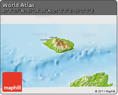Physical 3D Map of the Area around 40° 23' 48" N, 25° 34' 30" E