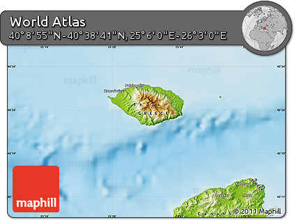 Physical Map of the Area around 40° 23' 48" N, 25° 34' 30" E