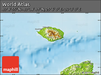 Physical Map of the Area around 40° 23' 48" N, 25° 34' 30" E