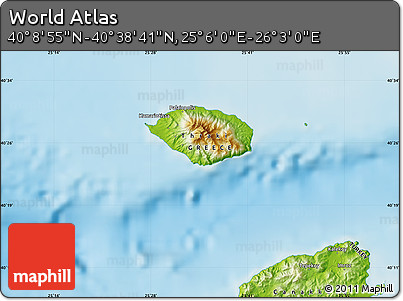 Physical Map of the Area around 40° 23' 48" N, 25° 34' 30" E