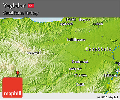 Physical 3D Map of Yaylalar