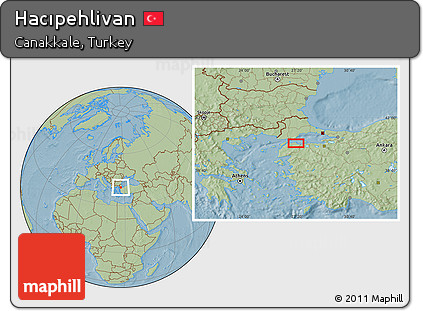 Savanna Style Location Map of Hacıpehlivan, hill shading
