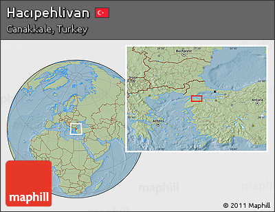 Savanna Style Location Map of Hacıpehlivan, hill shading
