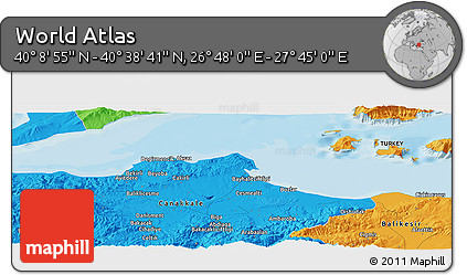 Political Panoramic Map of the Area around 40° 23' 48" N, 27° 16' 29" E
