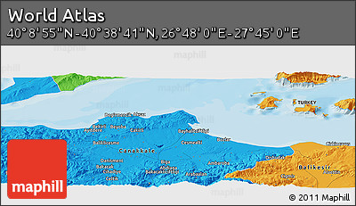 Political Panoramic Map of the Area around 40° 23' 48" N, 27° 16' 29" E