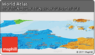 Political Panoramic Map of the Area around 40° 23' 48" N, 27° 16' 29" E