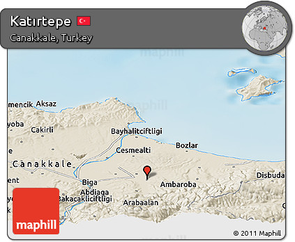 Shaded Relief Panoramic Map of Katırtepe