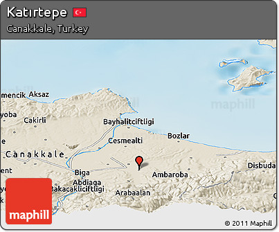 Shaded Relief Panoramic Map of Katırtepe