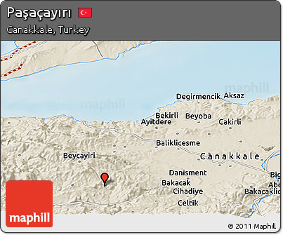 Shaded Relief Panoramic Map of Paşaçayırı
