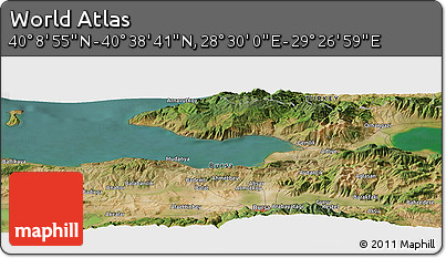 Satellite Panoramic Map of the Area around 40° 23' 48" N, 28° 58' 30" E