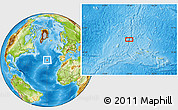 Physical Location Map of the area around 40° 23' 48" N, 29° 40' 29" W