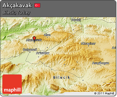 Physical 3D Map of Akçakavak