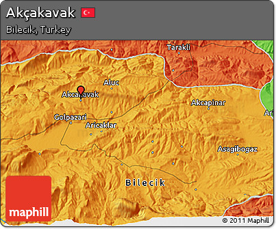 Political 3D Map of Akçakavak
