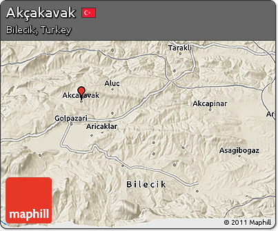 Shaded Relief 3D Map of Akçakavak