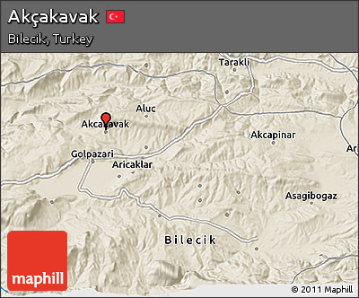 Shaded Relief 3D Map of Akçakavak