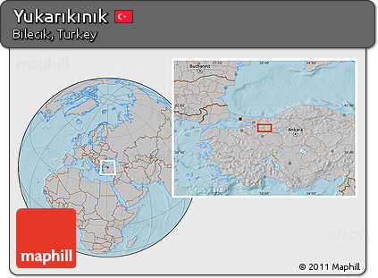 Gray Location Map of Yukarıkınık, hill shading