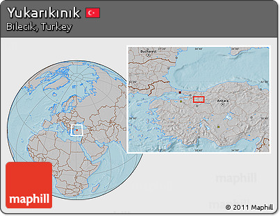Gray Location Map of Yukarıkınık, hill shading