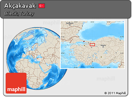 Shaded Relief Location Map of Akçakavak