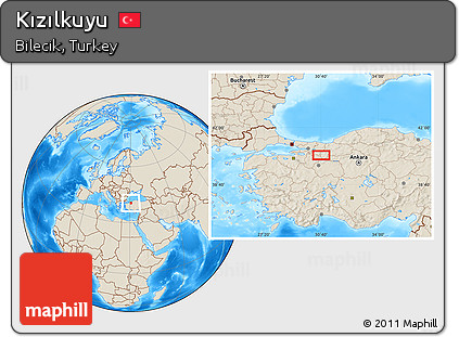 Shaded Relief Location Map of Kızılkuyu