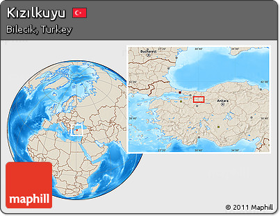 Shaded Relief Location Map of Kızılkuyu
