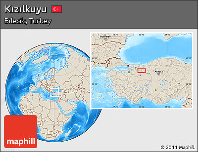 Shaded Relief Location Map of Kızılkuyu