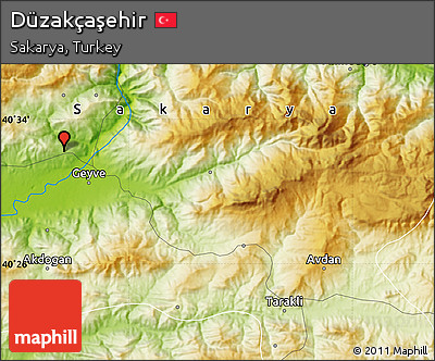 Physical Map of Düzakçaşehir