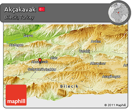 Physical Panoramic Map of Akçakavak