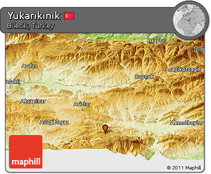 Physical Panoramic Map of Yukarıkınık