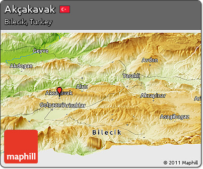 Physical Panoramic Map of Akçakavak