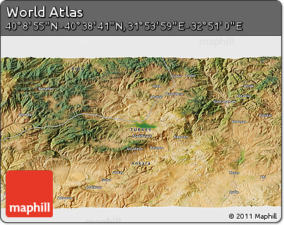 Satellite 3D Map of the Area around 40° 23' 48" N, 32° 22' 30" E