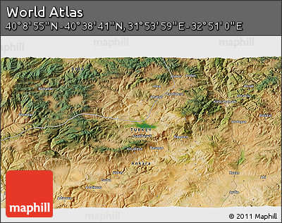 Satellite 3D Map of the Area around 40° 23' 48" N, 32° 22' 30" E