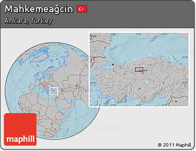 Gray Location Map of Mahkemeağcin, hill shading
