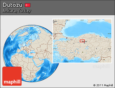 Shaded Relief Location Map of Dutözü