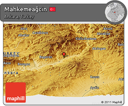 Physical Panoramic Map of Mahkemeağcin
