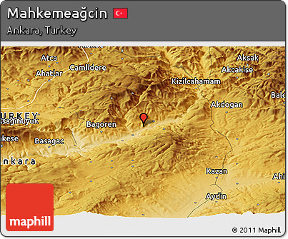 Physical Panoramic Map of Mahkemeağcin