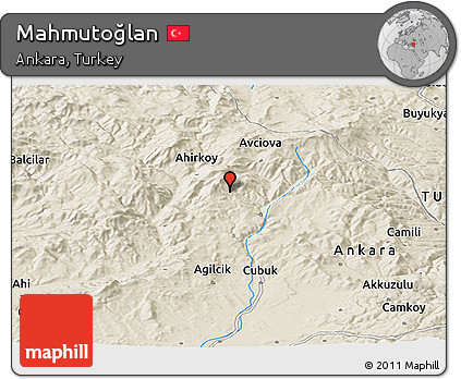 Shaded Relief Panoramic Map of Mahmutoğlan