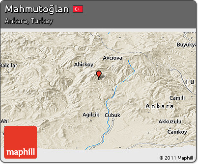 Shaded Relief Panoramic Map of Mahmutoğlan