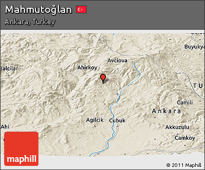 Shaded Relief Panoramic Map of Mahmutoğlan