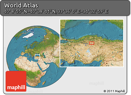 Satellite Location Map of the Area around 40° 23' 48" N, 34° 4' 30" E