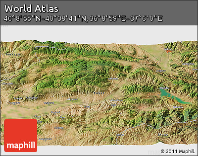 Satellite 3D Map of the Area around 40° 23' 48" N, 36° 37' 30" E