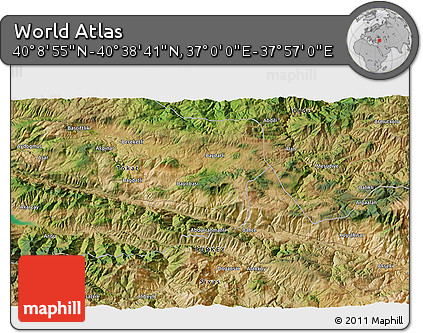 Satellite 3D Map of the Area around 40° 23' 48" N, 37° 28' 30" E